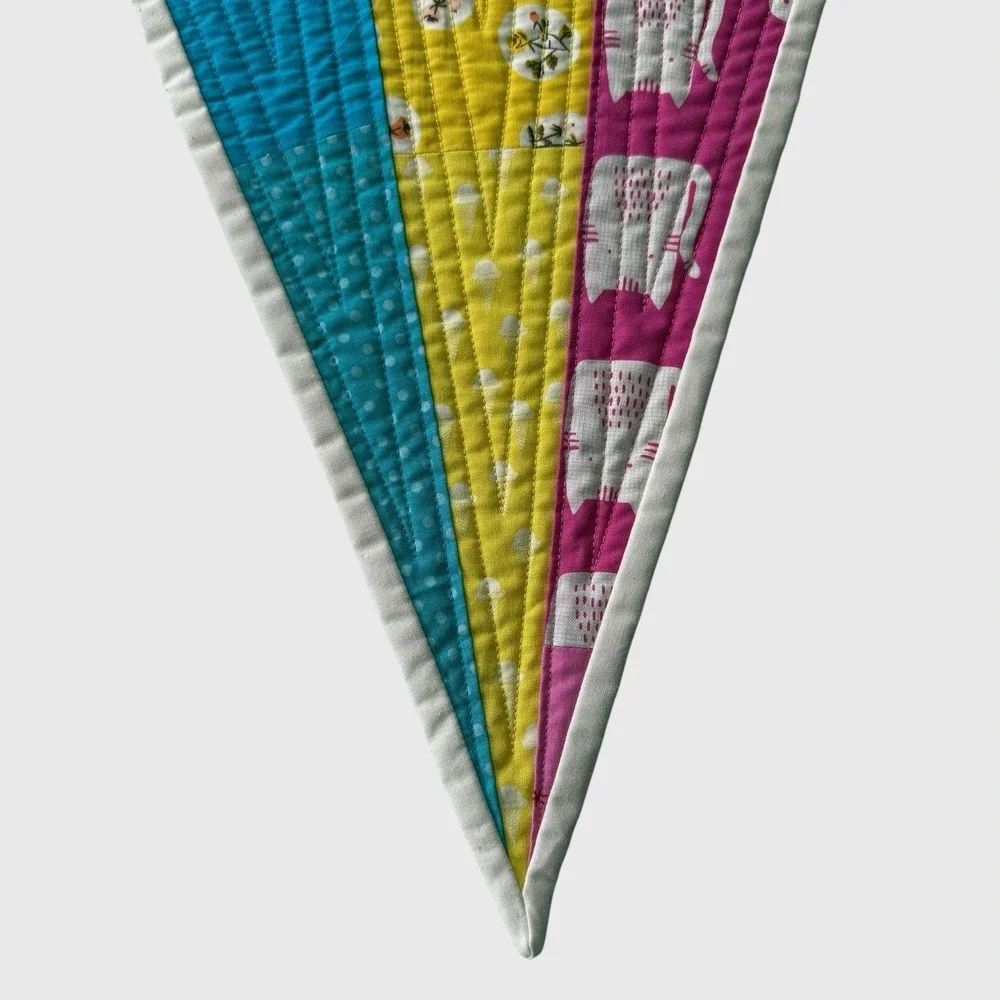 Handcrafted Pansexual Pride Pennant Banner Quilt Wall Hanging Modern 15.5x20.75